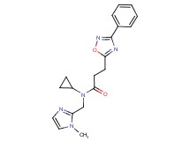N-cyclopropyl-N-[(1-methyl-1H-imidazol-2-yl)methyl]-3-(3-phenyl-1,2,4-oxadiazol-5-yl)propanamide