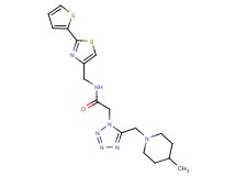 2-{5-[(4-methyl-1-piperidinyl)methyl]-1H-tetrazol-1-yl}-N-{[2-(2-thienyl)-1,3-thiazol-4-yl]methyl}acetamide