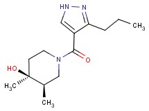 (3R*,4S*)-3,4-dimethyl-1-[(3-propyl-1H-pyrazol-4-yl)carbonyl]piperidin-4-ol