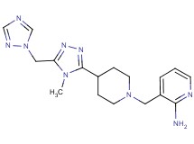 3-({4-[4-methyl-5-(1H-1,2,4-triazol-1-ylmethyl)-4H-1,2,4-triazol-3-yl]piperidin-1-yl}methyl)pyridin-2-amine