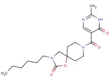 3-hexyl-8-[(2-methyl-6-oxo-1,6-dihydropyrimidin-5-yl)carbonyl]-1-oxa-3,8-diazaspiro[4.5]decan-2-one