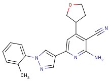 2-amino-6-[1-(2-methylphenyl)-1H-pyrazol-4-yl]-4-(tetrahydrofuran-3-yl)nicotinonitrile