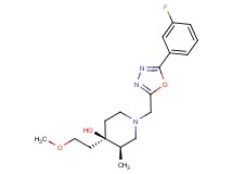 (3R*,4R*)-1-{[5-(3-fluorophenyl)-1,3,4-oxadiazol-2-yl]methyl}-4-(2-methoxyethyl)-3-methylpiperidin-4-ol