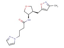N-{(3R*,4S*)-4-[(3-methylisoxazol-5-yl)methyl]tetrahydrofuran-3-yl}-4-(1H-pyrazol-1-yl)butanamide