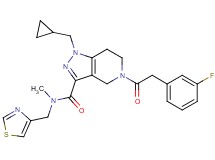 1-(cyclopropylmethyl)-5-[(3-fluorophenyl)acetyl]-N-methyl-N-(1,3-thiazol-4-ylmethyl)-4,5,6,7-tetrahydro-1H-pyrazolo[4,3-c]pyridine-3-carboxamide