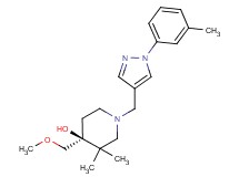 (4S*)-4-(methoxymethyl)-3,3-dimethyl-1-{[1-(3-methylphenyl)-1H-pyrazol-4-yl]methyl}piperidin-4-ol