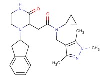 N-cyclopropyl-2-[1-(2,3-dihydro-1H-inden-2-yl)-3-oxo-2-piperazinyl]-N-[(1,3,5-trimethyl-1H-pyrazol-4-yl)methyl]acetamide