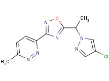3-{5-[1-(4-chloro-1H-pyrazol-1-yl)ethyl]-1,2,4-oxadiazol-3-yl}-6-methylpyridazine