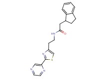 2-(2,3-dihydro-1H-inden-1-yl)-N-{2-[2-(2-pyrazinyl)-1,3-thiazol-4-yl]ethyl}acetamide