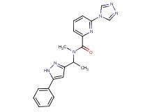 N-methyl-N-[1-(5-phenyl-1H-pyrazol-3-yl)ethyl]-6-(4H-1,2,4-triazol-4-yl)pyridine-2-carboxamide