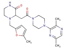 3-{2-[4-(3,6-dimethyl-2-pyrazinyl)-1-piperazinyl]-2-oxoethyl}-4-[(5-methyl-2-furyl)methyl]-2-piperazinone