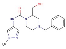 4-benzyl-2-(hydroxymethyl)-N-(1-methyl-1H-pyrazol-4-yl)piperazine-1-carboxamide