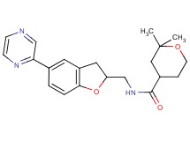 2,2-dimethyl-N-{[5-(2-pyrazinyl)-2,3-dihydro-1-benzofuran-2-yl]methyl}tetrahydro-2H-pyran-4-carboxamide