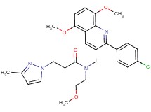 N-{[2-(4-chlorophenyl)-5,8-dimethoxy-3-quinolinyl]methyl}-N-(2-methoxyethyl)-3-(3-methyl-1H-pyrazol-1-yl)propanamide