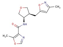 5-methyl-N-{(3R*,4S*)-4-[(3-methylisoxazol-5-yl)methyl]tetrahydrofuran-3-yl}-1,3-oxazole-4-carboxamide