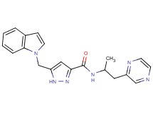 5-(1H-indol-1-ylmethyl)-N-[1-methyl-2-(2-pyrazinyl)ethyl]-1H-pyrazole-3-carboxamide