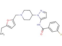 N-(1-{1-[(5-ethyl-2-furyl)methyl]-4-piperidinyl}-1H-pyrazol-5-yl)-3-fluorobenzamide