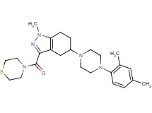 5-[4-(2,4-dimethylphenyl)-1-piperazinyl]-1-methyl-3-(4-thiomorpholinylcarbonyl)-4,5,6,7-tetrahydro-1H-indazole