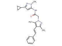 N-(3-cyclopropyl-1-methyl-1H-pyrazol-5-yl)-2-{3,5-dimethyl-4-[(E)-2-phenylvinyl]-1H-pyrazol-1-yl}acetamide