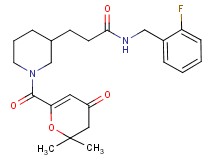 3-{1-[(2,2-dimethyl-4-oxo-3,4-dihydro-2H-pyran-6-yl)carbonyl]-3-piperidinyl}-N-(2-fluorobenzyl)propanamide