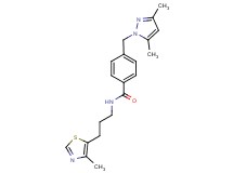 4-[(3,5-dimethyl-1H-pyrazol-1-yl)methyl]-N-[3-(4-methyl-1,3-thiazol-5-yl)propyl]benzamide