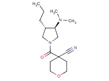 4-{[(3R*,4S*)-3-(dimethylamino)-4-propyl-1-pyrrolidinyl]carbonyl}tetrahydro-2H-pyran-4-carbonitrile