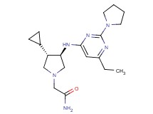 2-(rel-(3S,4R)-3-cyclopropyl-4-{[6-ethyl-2-(1-pyrrolidinyl)-4-pyrimidinyl]amino}-1-pyrrolidinyl)acetamide dihydrochloride