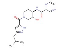 N-{(3R*,4R*)-3-hydroxy-1-[(3-isobutyl-1H-pyrazol-5-yl)carbonyl]piperidin-4-yl}pyrazine-2-carboxamide