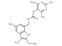 2-(2-amino-4,6-dimethylpyrimidin-5-yl)-N-[(2-ethyl-3,5-dimethyl-1H-indol-7-yl)methyl]acetamide