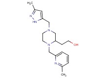 2-{4-[(3-methyl-1H-pyrazol-5-yl)methyl]-1-[(6-methyl-2-pyridinyl)methyl]-2-piperazinyl}ethanol