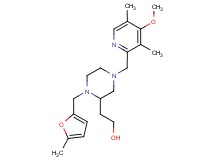 2-{4-[(4-methoxy-3,5-dimethyl-2-pyridinyl)methyl]-1-[(5-methyl-2-furyl)methyl]-2-piperazinyl}ethanol