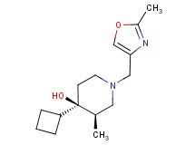 (3R*,4R*)-4-cyclobutyl-3-methyl-1-[(2-methyl-1,3-oxazol-4-yl)methyl]piperidin-4-ol