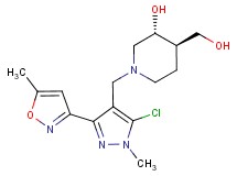 (3R*,4R*)-1-{[5-chloro-1-methyl-3-(5-methyl-3-isoxazolyl)-1H-pyrazol-4-yl]methyl}-4-(hydroxymethyl)-3-piperidinol