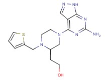 2-[4-(6-amino-1H-pyrazolo[3,4-d]pyrimidin-4-yl)-1-(2-thienylmethyl)-2-piperazinyl]ethanol