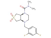 (4aR*,7aS*)-4-(2,4-difluorobenzyl)-N,N-dimethylhexahydrothieno[3,4-b]pyrazine-1(2H)-carboxamide 6,6-dioxide