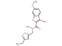N-[(3-ethyl-5-isoxazolyl)methyl]-6-methoxy-N,3-dimethyl-1-benzofuran-2-carboxamide