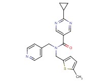 2-cyclopropyl-N-[(5-methyl-2-thienyl)methyl]-N-(pyridin-4-ylmethyl)pyrimidine-5-carboxamide
