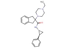 2-(4-ethyl-1-piperazinyl)-N-[(1R*,2S*)-2-phenylcyclopropyl]-2-indanecarboxamide