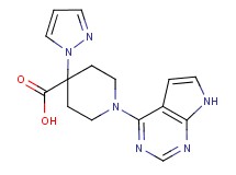 4-(1H-pyrazol-1-yl)-1-(7H-pyrrolo[2,3-d]pyrimidin-4-yl)piperidine-4-carboxylic acid