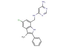 N-[(5-chloro-3-methyl-2-phenyl-1H-indol-7-yl)methyl]pyrimidine-4,6-diamine