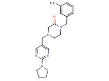 1-(3-methylbenzyl)-4-{[2-(1-pyrrolidinyl)-5-pyrimidinyl]methyl}-2-piperazinone