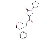 1-cyclopentyl-5-oxo-N-[(4-phenyltetrahydro-2H-pyran-4-yl)methyl]-3-pyrrolidinecarboxamide