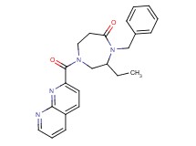 4-benzyl-3-ethyl-1-(1,8-naphthyridin-2-ylcarbonyl)-1,4-diazepan-5-one