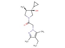 (3R*,4R*)-3-cyclopropyl-1-[(4-ethyl-3,5-dimethyl-1H-pyrazol-1-yl)acetyl]-4-methyl-3-pyrrolidinol