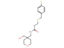 3-[(4-fluorobenzyl)thio]-N-{[4-(hydroxymethyl)tetrahydro-2H-pyran-4-yl]methyl}propanamide