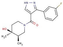 (3R*,4S*)-1-{[3-(3-fluorophenyl)-1H-pyrazol-4-yl]carbonyl}-3,4-dimethylpiperidin-4-ol