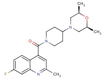 4-({4-[(2R*,6S*)-2,6-dimethyl-4-morpholinyl]-1-piperidinyl}carbonyl)-7-fluoro-2-methylquinoline