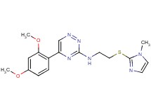 5-(2,4-dimethoxyphenyl)-N-{2-[(1-methyl-1H-imidazol-2-yl)thio]ethyl}-1,2,4-triazin-3-amine