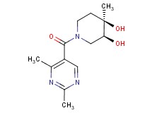 (3S*,4R*)-1-[(2,4-dimethylpyrimidin-5-yl)carbonyl]-4-methylpiperidine-3,4-diol