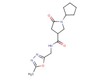 1-cyclopentyl-N-[(5-methyl-1,3,4-oxadiazol-2-yl)methyl]-5-oxo-3-pyrrolidinecarboxamide